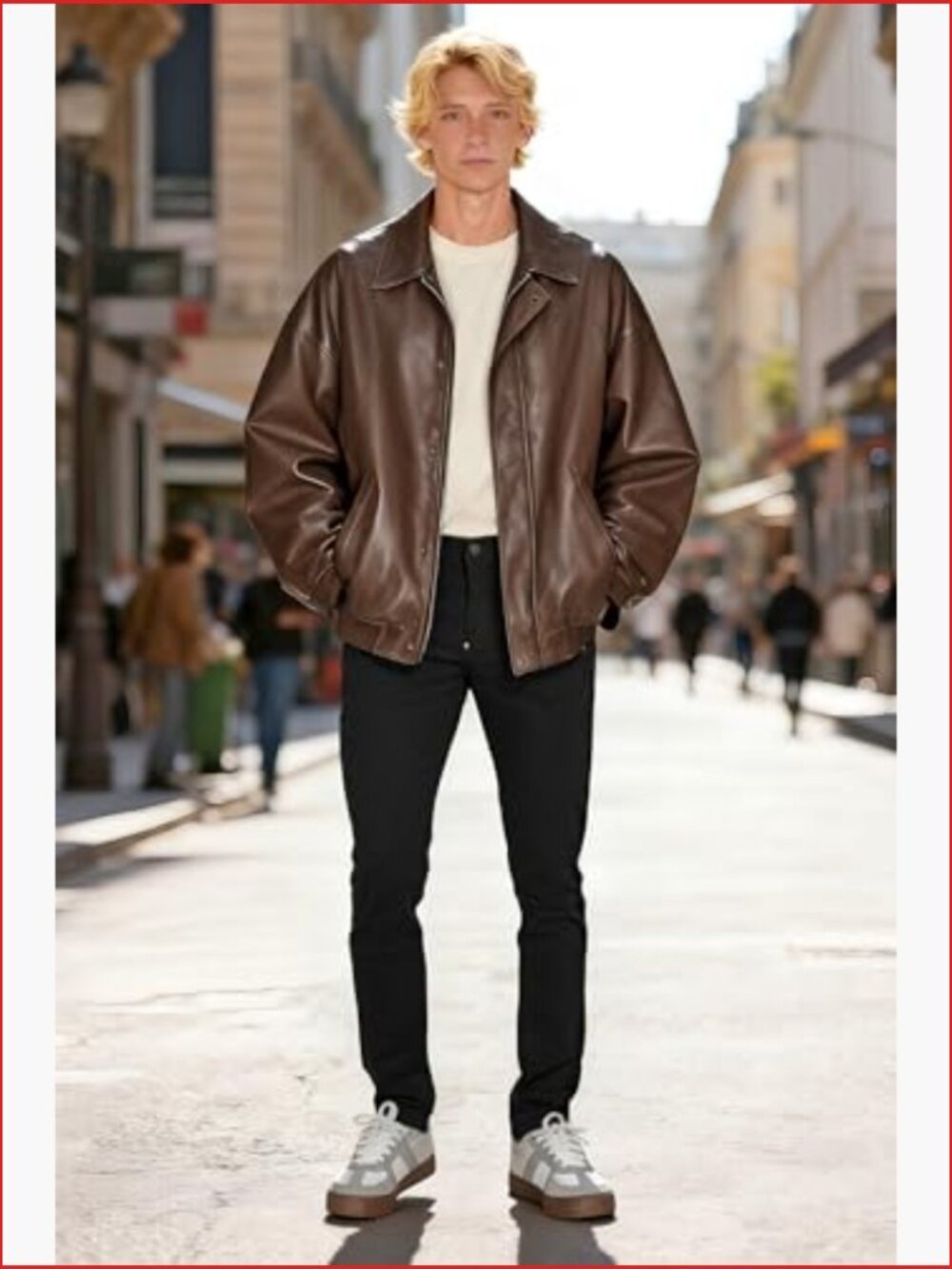 Skinny Fit Chino Pants, Slim Tapered Khaki Pants with Pockets - Picture 6 of 7